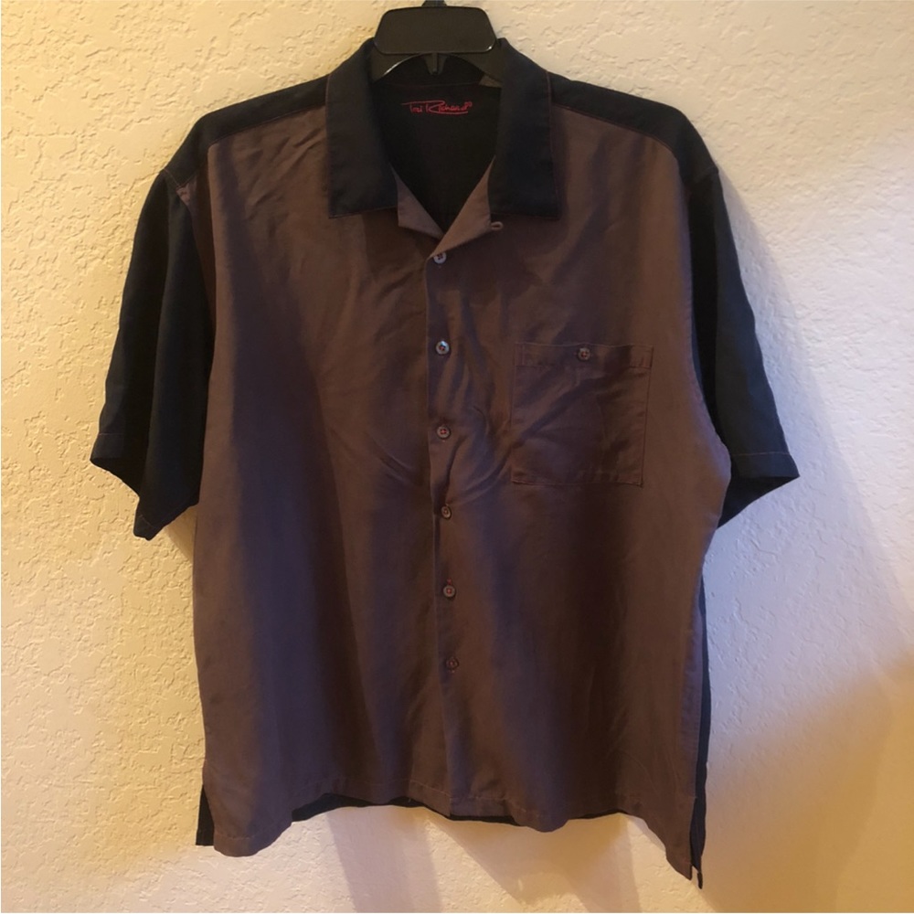 Rare Vintage Tori Richard Silk Guitar Embroidery Hawaiian Button Down Shirt
